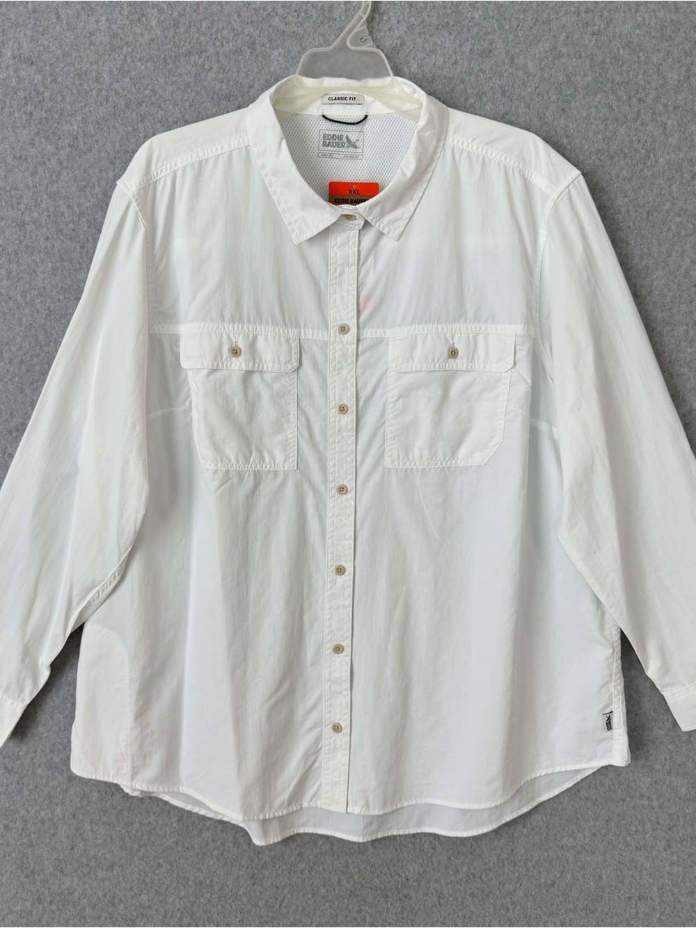 Eddie Bauer White Long Sleeve Button Down Shirt XXL Mountain Ripstop NWT UPF 50+